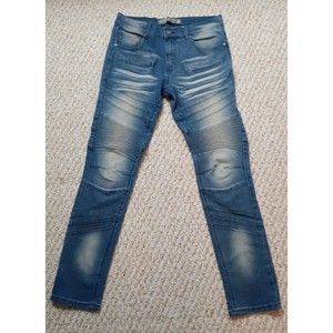Denim & Rivets Men's 32x31 Acid Wash Textured Stretch Denim Skinny Leg Jeans